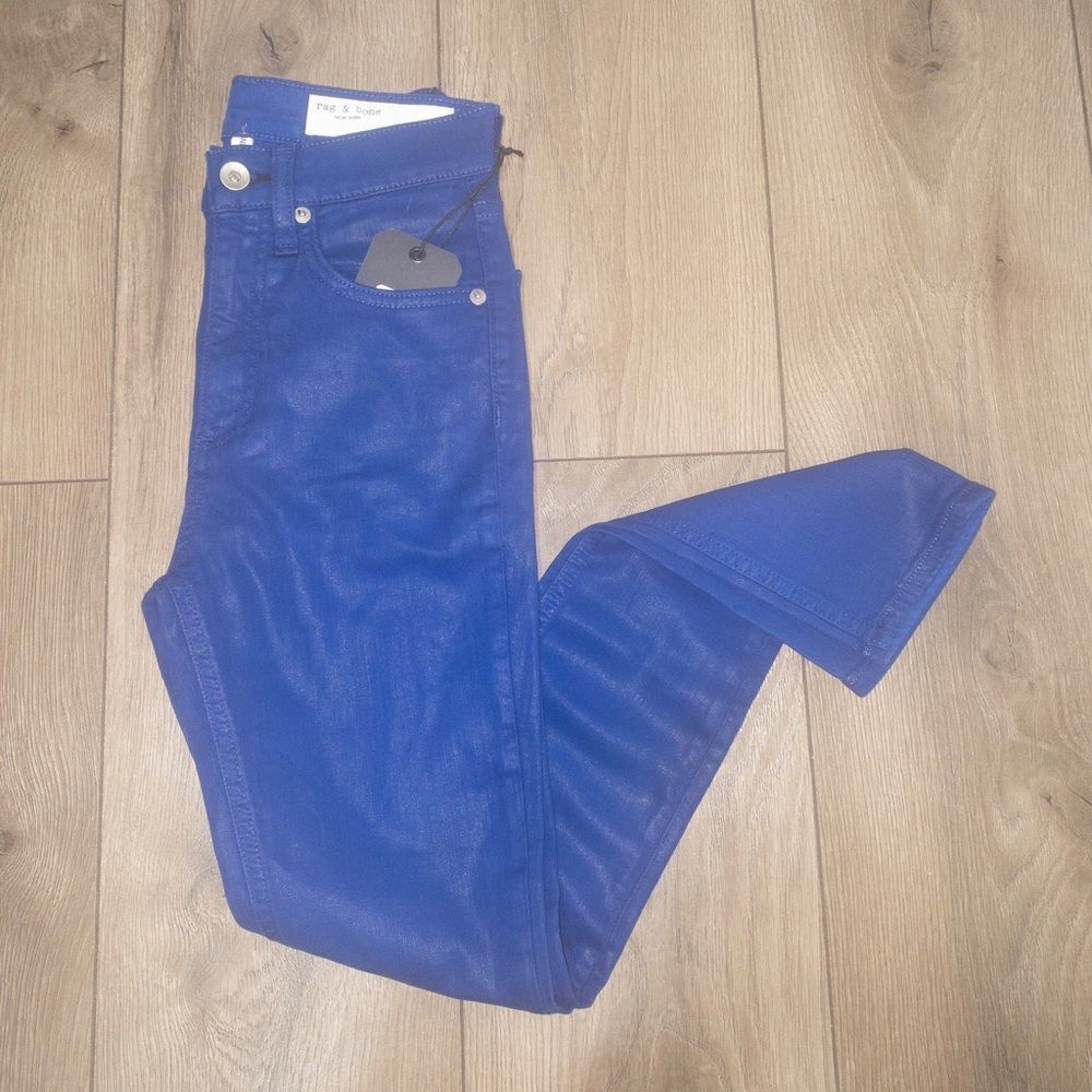 rag & bone High-Rise Jeans in Cobalt Blue